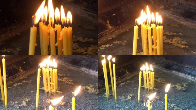 带有宗教仪式和平背景的蜡烛灯