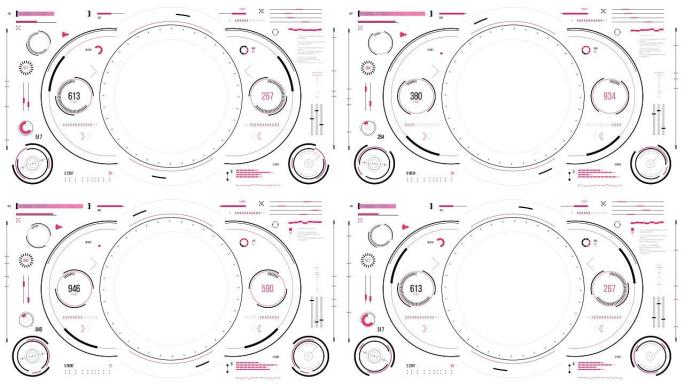 具有HUD和信息图形元素的未来派用户界面。