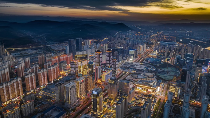 繁华都市夜景-青海西宁海湖新区夜景延时