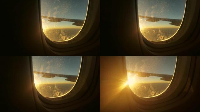 客机窗外的日落