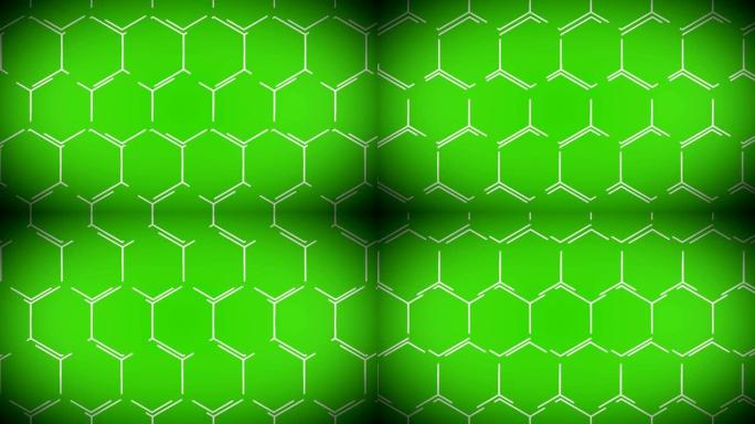动画技术科幻六边形背景循环绿色
