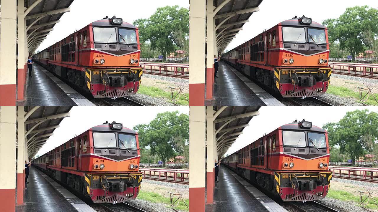 泰国北劳斯铁路终点清迈火车站的旅客列车。