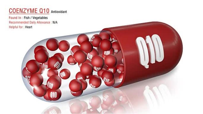 辅酶Q10-动画抗氧化胶囊概念