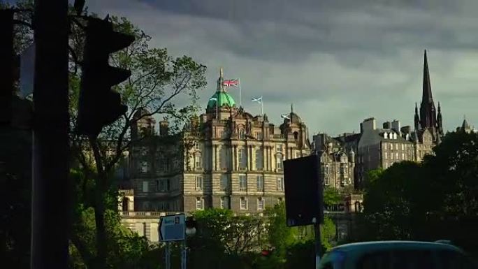 爱丁堡-苏格兰天际线市中心的全景，
