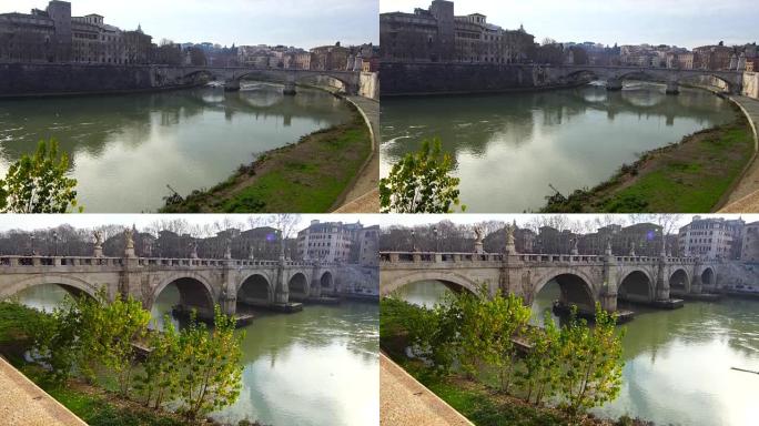 罗马的台伯河、维托里奥·埃马努埃莱二世和圣安杰洛桥