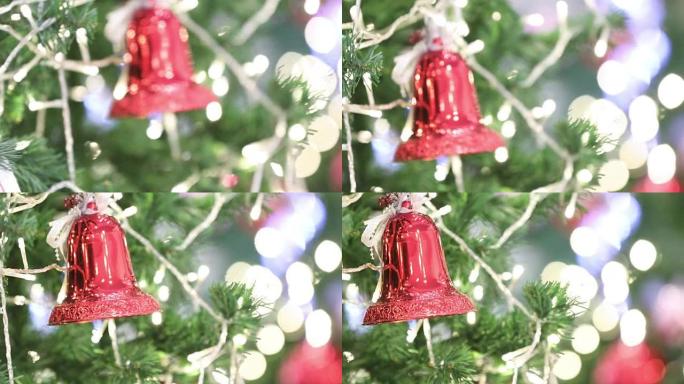 圣诞树上有礼品盒的快乐新2018年和装饰品