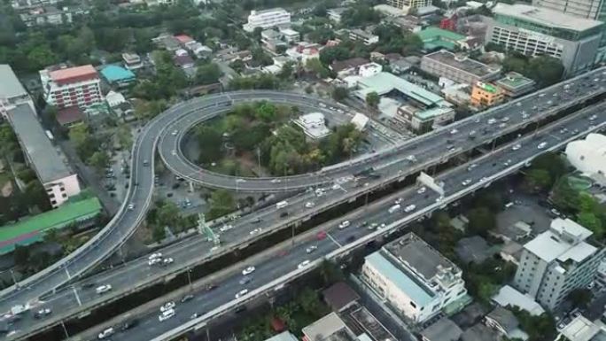 4K Time Lapse : Aerial View of Traffic in Bangkok,