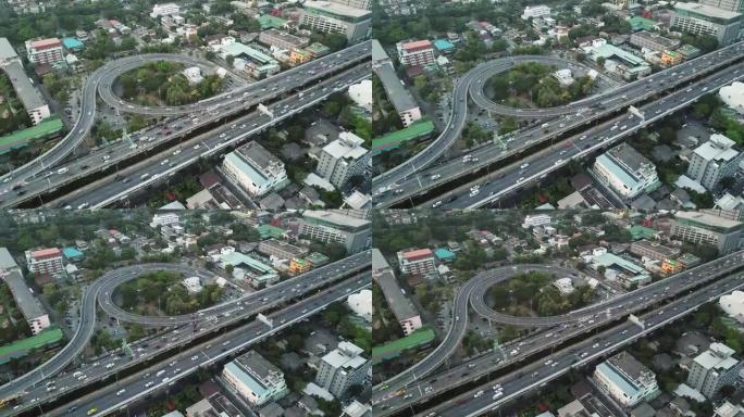 4K Time Lapse : Aerial View of Traffic in Bangkok,