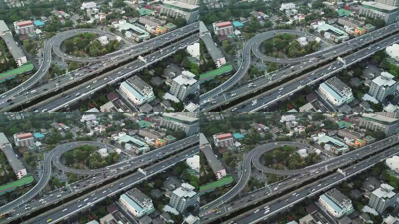4K Time Lapse : Aerial View of Traffic in Bangkok,