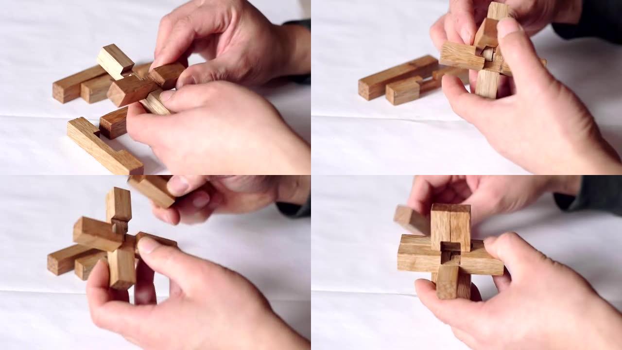 双手木棍中国古代建筑模型