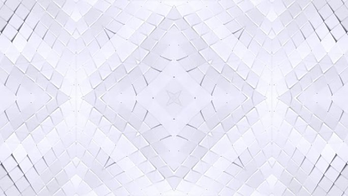 白色低聚几何抽象背景作为移动的彩色玻璃或万花筒效果在4k。循环3d动画，流行低聚风格的无缝镜头。V4