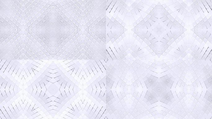 白色低聚几何抽象背景作为移动的彩色玻璃或万花筒效果在4k。循环3d动画，流行低聚风格的无缝镜头。V4