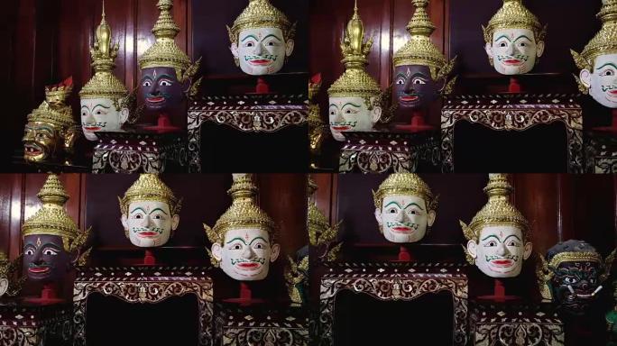 老人画罗摩衍那拉面面具。印度历史故事欢迎来到泰国概念。泰国文化