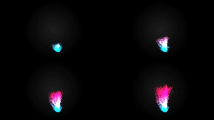 黑色空间中的彩色粒子龙卷风，动力扭转器，3d渲染计算机生成背景