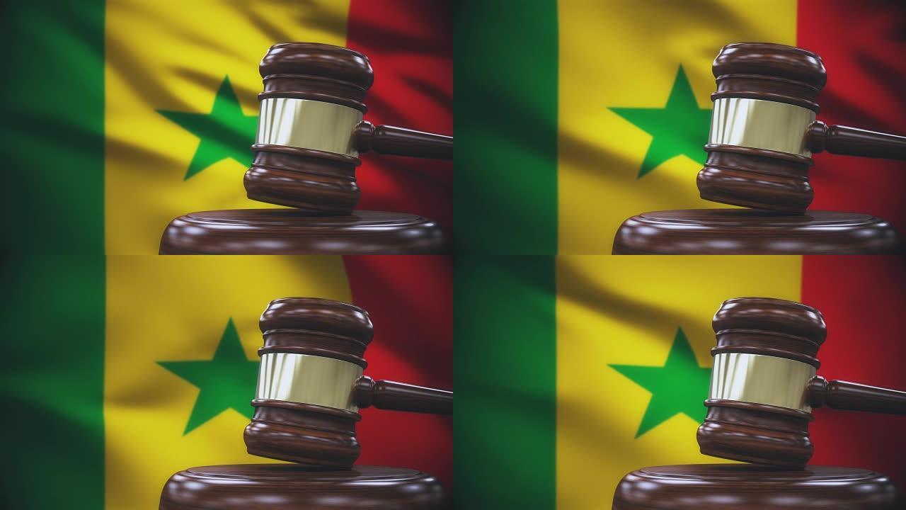 法官加维尔有塞内加尔国旗背景