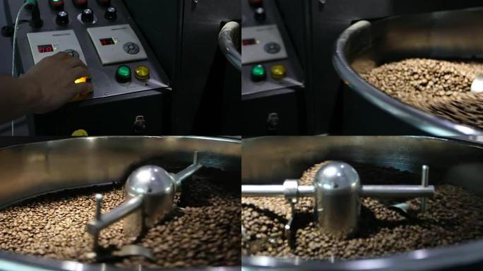 操作咖啡豆焙烧机的人