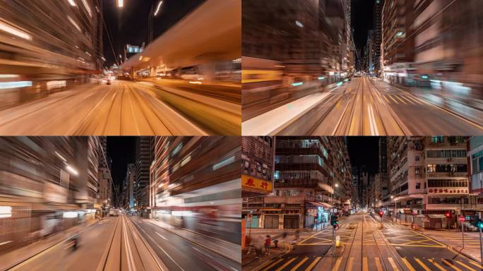 香港街道夜景穿梭