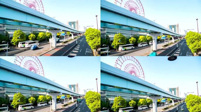 延时: 日本台场东京的交通和空中火车运输