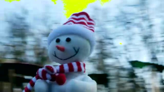 旋转木马上跳舞的雪人，圣诞节，有趣，幽默