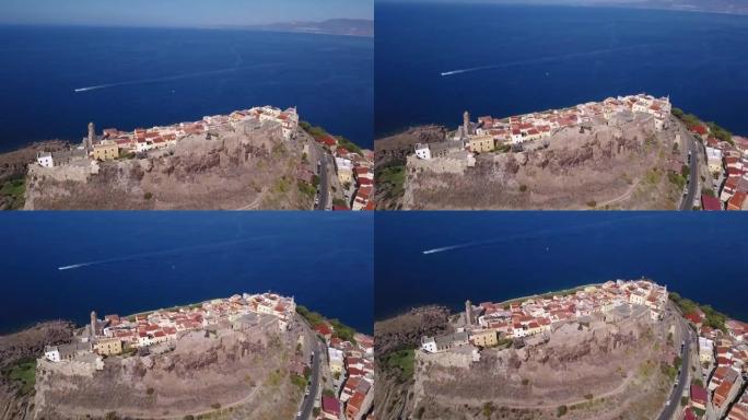 无人机视频-飞越卡斯特萨尔多市-撒丁岛