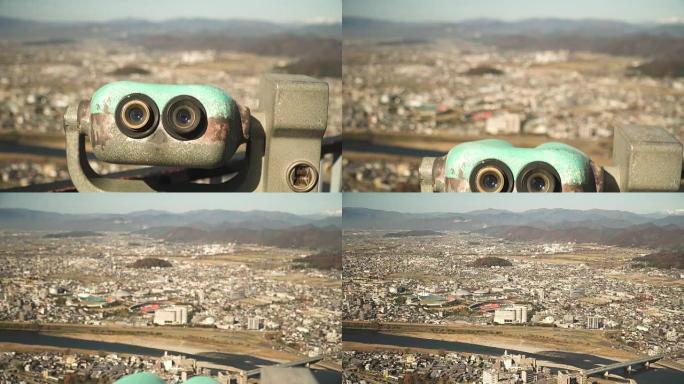 从双筒望远镜看岐阜城市景观