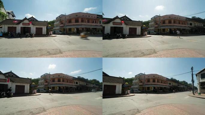 4k延时: 老挝琅勃拉邦市的平移拍摄地点。