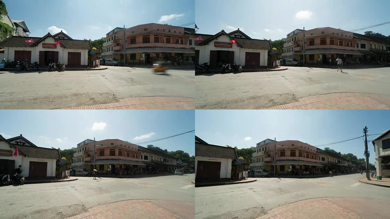 4k延时: 老挝琅勃拉邦市的平移拍摄地点。
