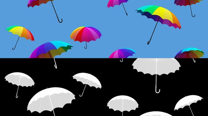 雨伞坠落动画3d插图渲染