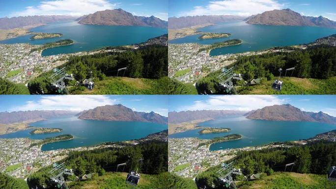 新西兰南岛皇后镇瓦卡蒂普湖的鸟瞰图