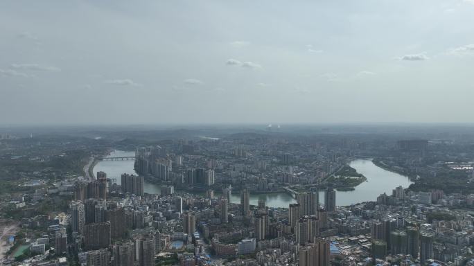 内江航拍内江市大景东兴区市中区远景沱江