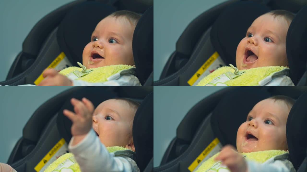 Smiling baby wants to play