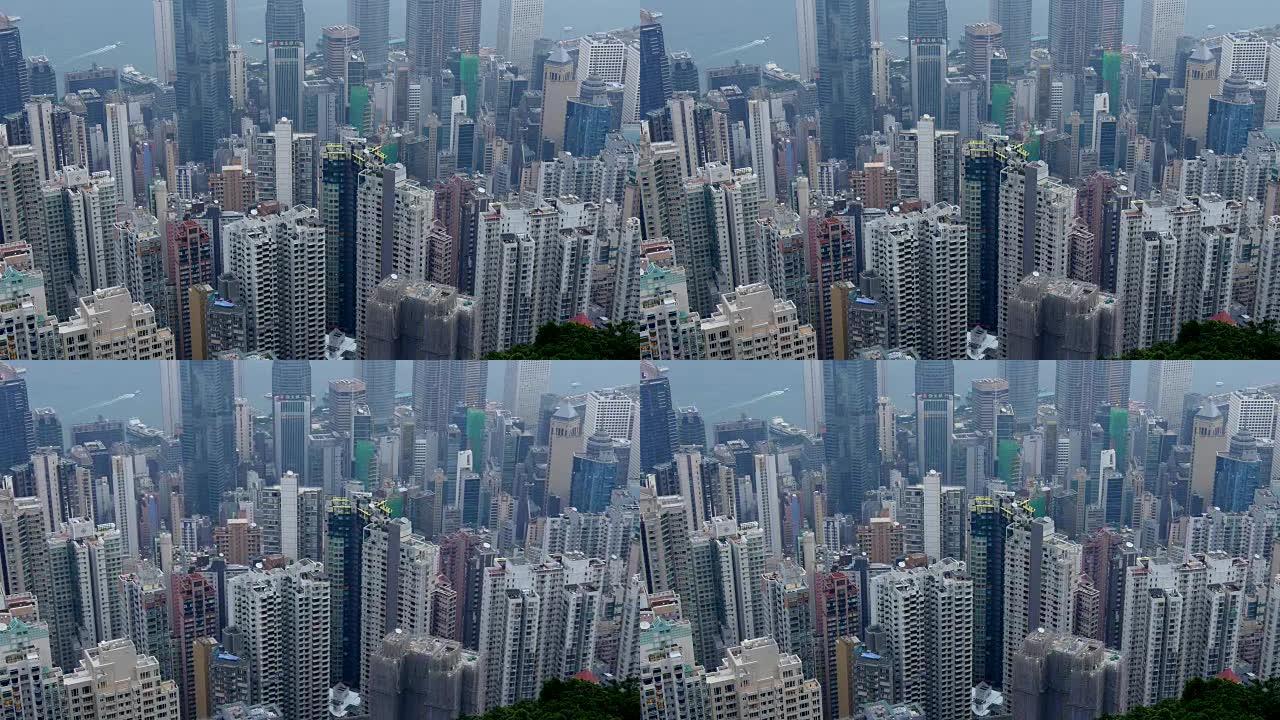 中国日间烟雾灯香港城市景观著名视点全景4k