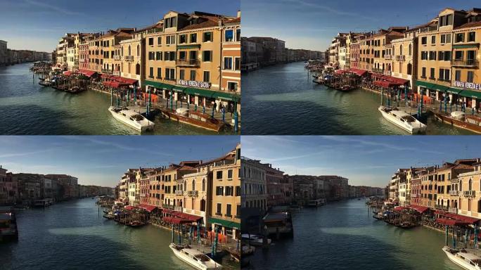 从意大利威尼斯的里亚托桥看大运河