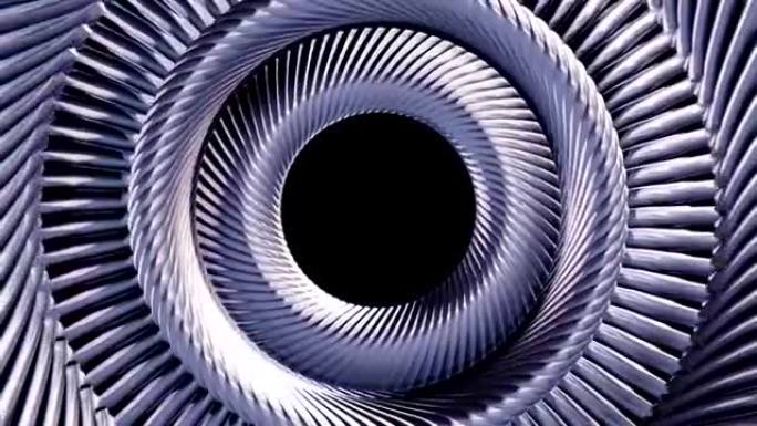 流体移动旋转银金属链眼圈无缝循环动画3d运动图形背景新质量工业技术建筑未来酷快乐视频片段