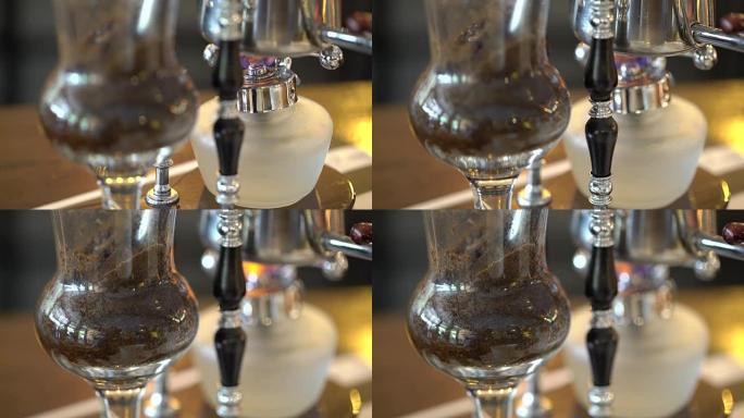 咖啡机在测量玻璃中煮咖啡