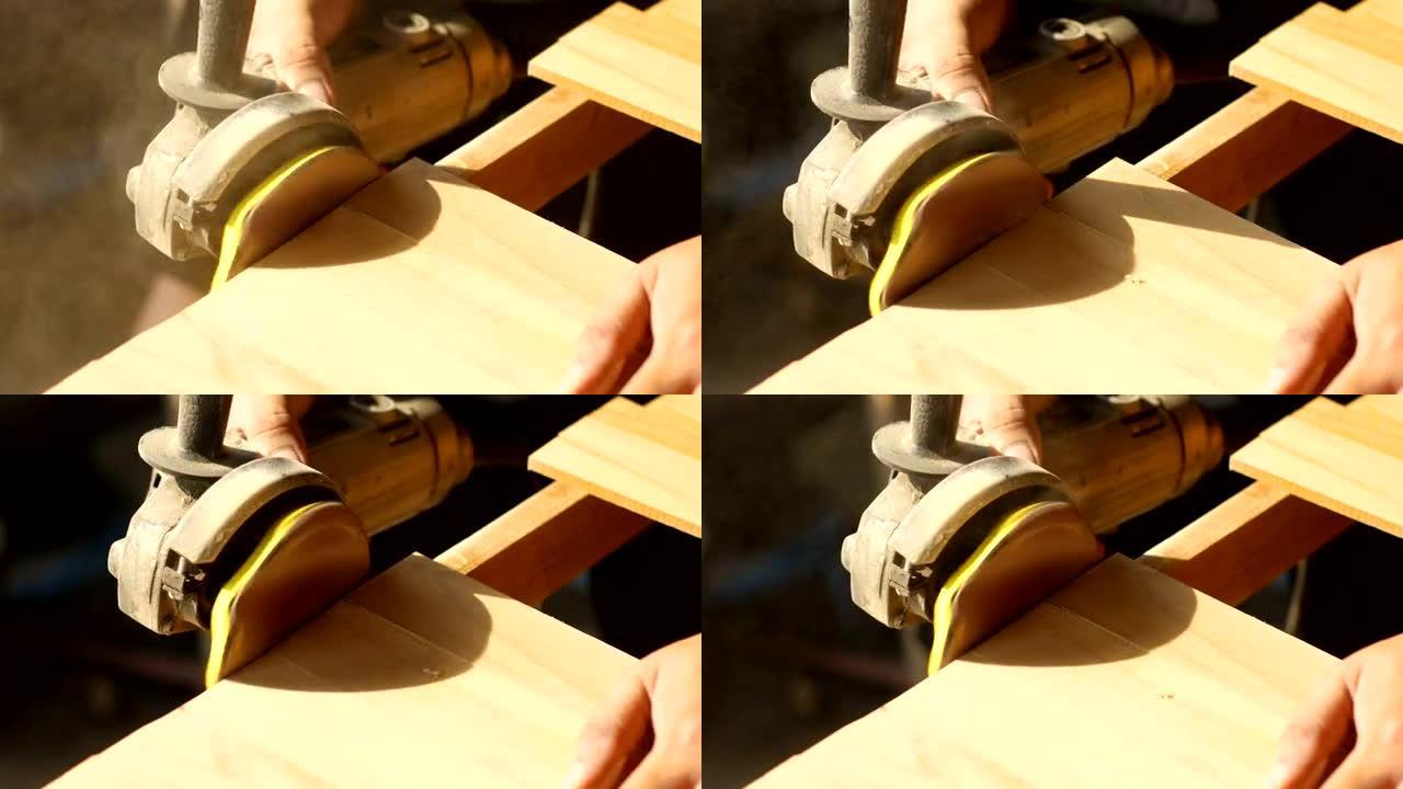 用轨道砂光机手工工具抛光木制家具
