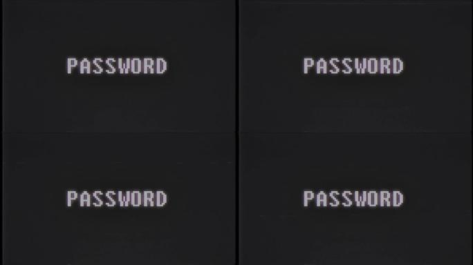 复古视频游戏密码文字文字电脑旧电视故障干扰噪音屏幕动画无缝循环新质量通用复古运动动态动画背景多彩欢乐
