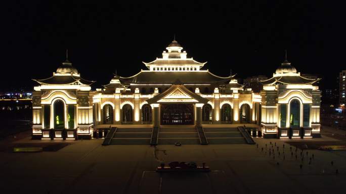 内蒙古兴安盟乌兰浩特乌兰牧骑宫城市夜景