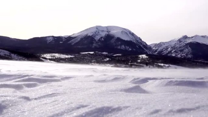 风吹雪冰的湖面