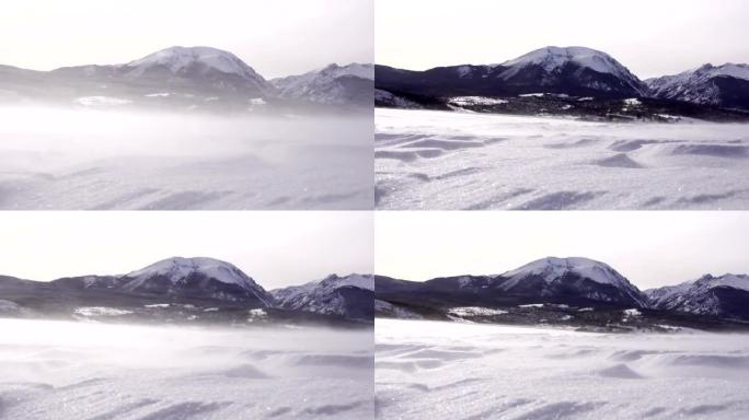 风吹雪冰的湖面