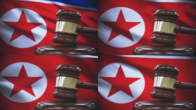 法官加维尔有朝鲜国旗背景