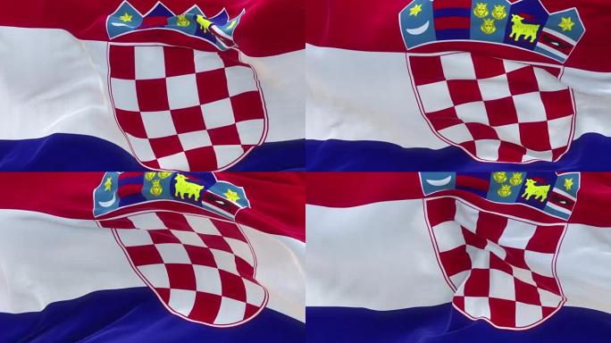 全屏克罗地亚国旗正在缓慢挥舞
