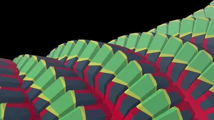 蛇蜗杆脊柱像3d原生条纹齿轮旋转机构无缝循环抽象动画背景新质量七彩酷漂亮漂亮视频片段