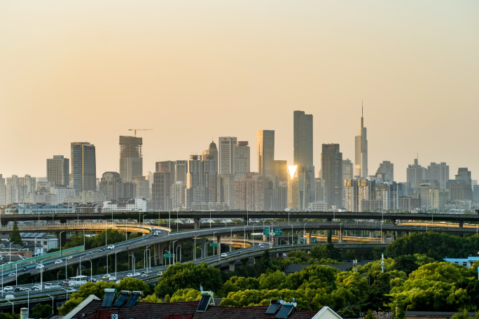 南京新街口天际线延时