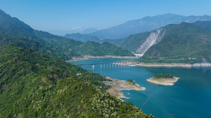 成都都江堰市紫坪铺水库航拍素材