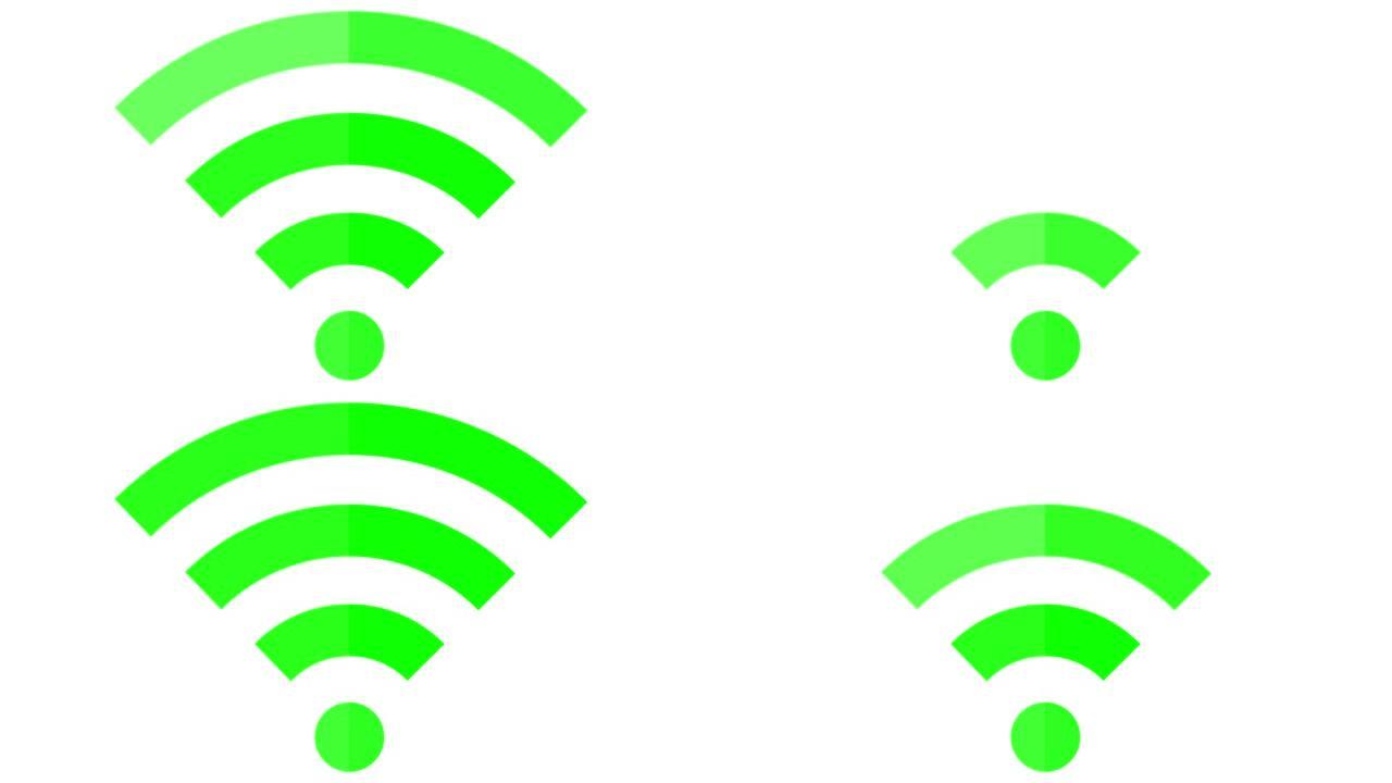 无线符号标志，无线互联网循环绿色标志