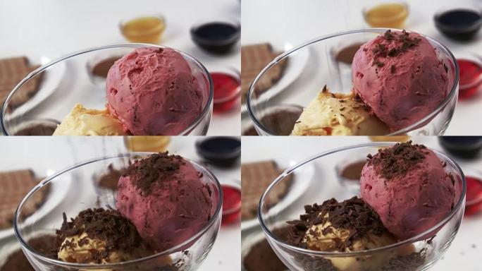 冰淇淋冰淇淋甜点的制备。