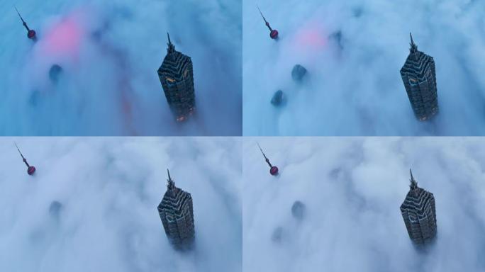 4K: 中国平流层云上的上海天际线