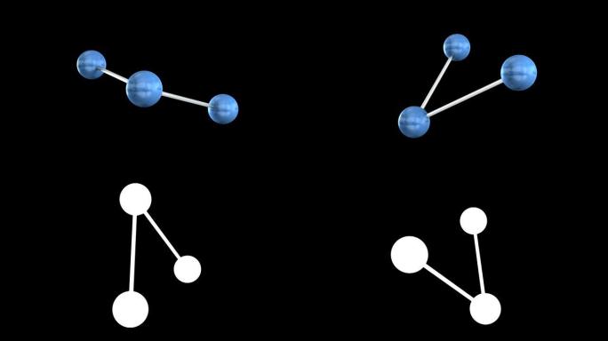 分子形状的3D动画可与alpha循环