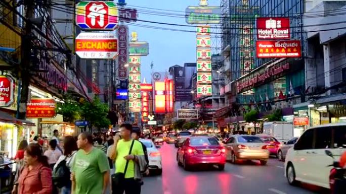 曼谷泰国中国城和旅行者享受旅行